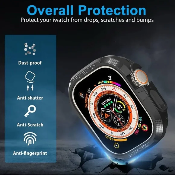 Apple Watch Ultra compatible tpu black case 49 mm (2 pack) NWOT. - Picture 3 of 7